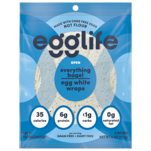 Egglife Egg White Wraps, Everything Bagel