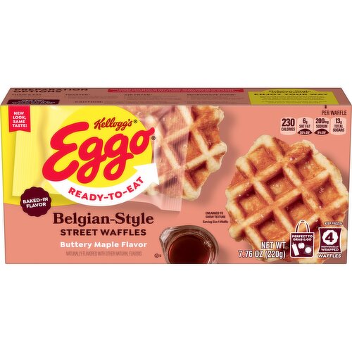 Eggo Frozen Belgian-Style Street Waffles, Buttery Maple Flavor - 7.76 Ounce