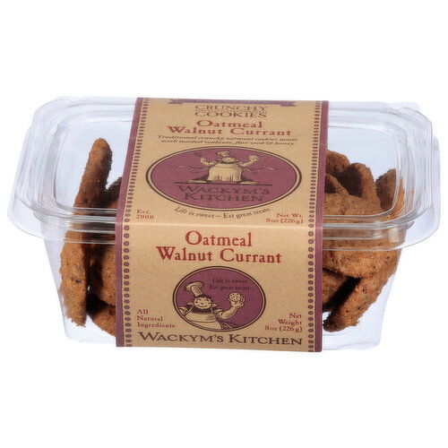 Wackyms Kitchen Cookies, Crunchy, Oatmeal Walnut Currant, All Natural