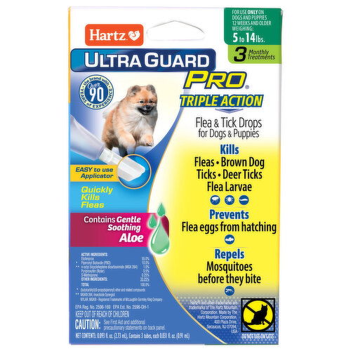 Hartz Flea & Tick Drops, for Dogs & Puppies, 5 to 14 Pounds