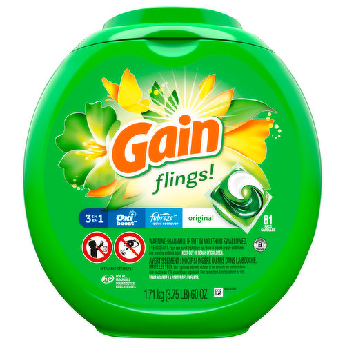 Gain Detergent, 3-in-1, Original, Pacs