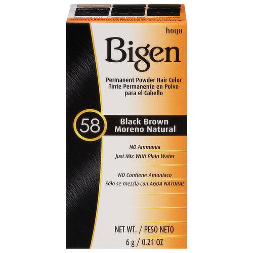 Bigen Hair Color, Permanent Powder, Black Brown 58