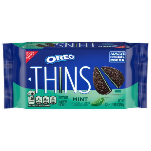 OREO Thins Mint Creme Chocolate Sandwich Cookies, 9.21 oz