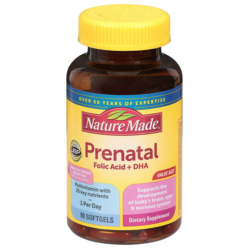 Nature Made Prenatal, Folic Acid + DHA, Softgels, Value Size