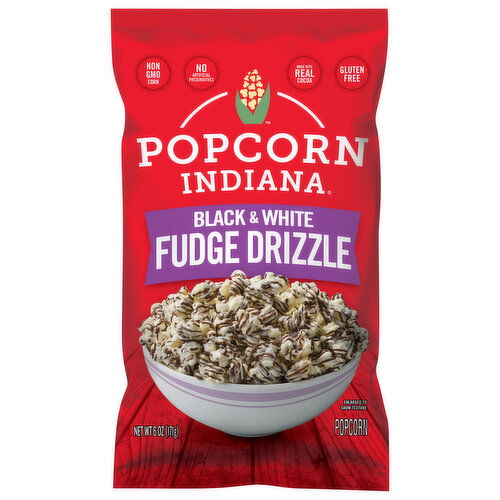 Popcorn Indiana Popcorn, Black & White Fudge Drizzle