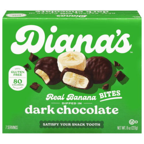 Diana's Bananas Banana Bites, Dark Chocolate, Bite Sized Snack