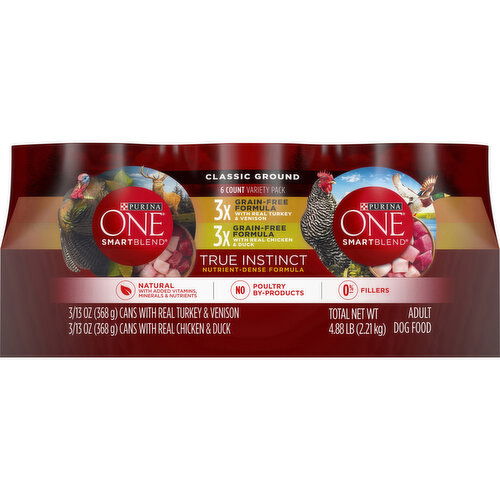 Purina One Grain Free, Natural Pate Wet Dog Food Variety Pack, SmartBlend True Instinct