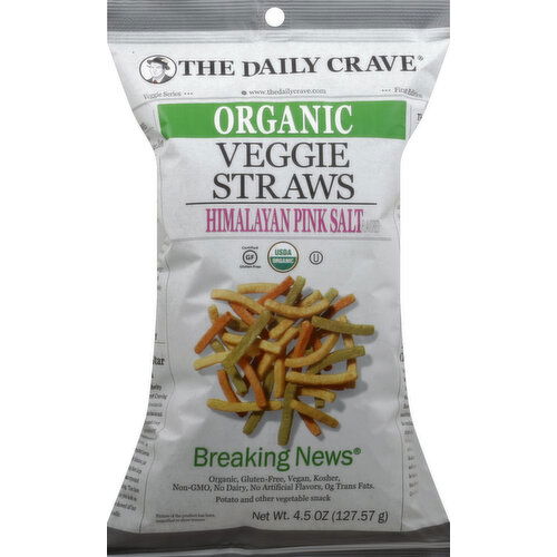 The Daily Crave Veggie Straws, Organic, Himalayan Pink Salt