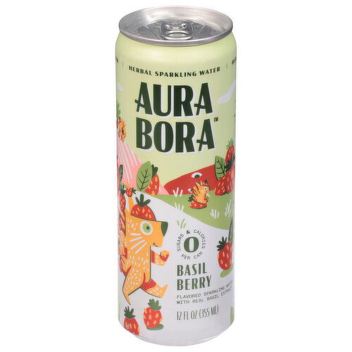 Aura Bora Herbal Sparkling Water, Basil Berry