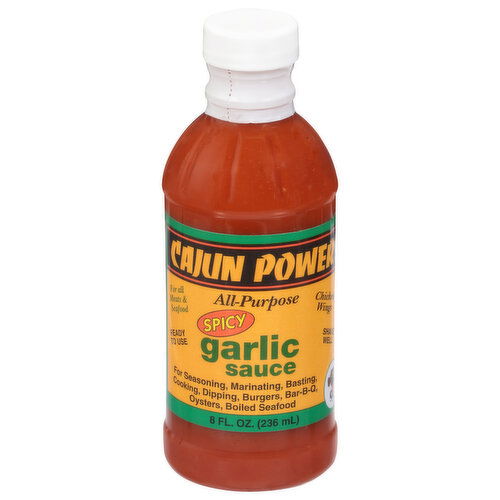 Cajun Power Garlic Sauce, Spicy, All-Purpose - 8 Fluid Ounce