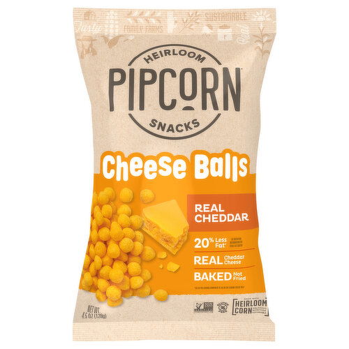 Pipcorn Real Cheddar Cheese Balls - 4.5 Ounce