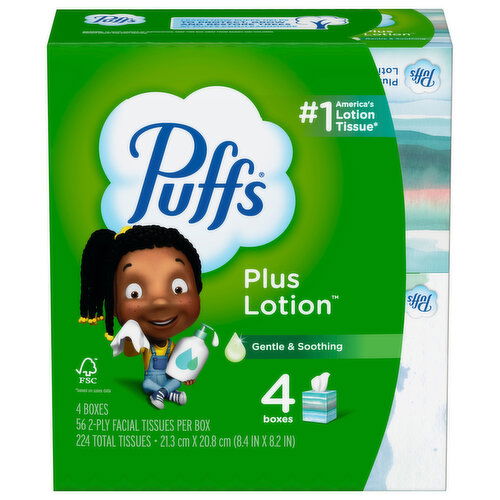 Puffs Facial Tissues, 2-Ply, Gentle & Soothing