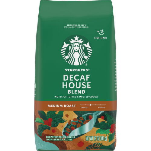 Starbucks Coffee, 100% Arabica, Ground, Medium Roast, Decaf House Blend