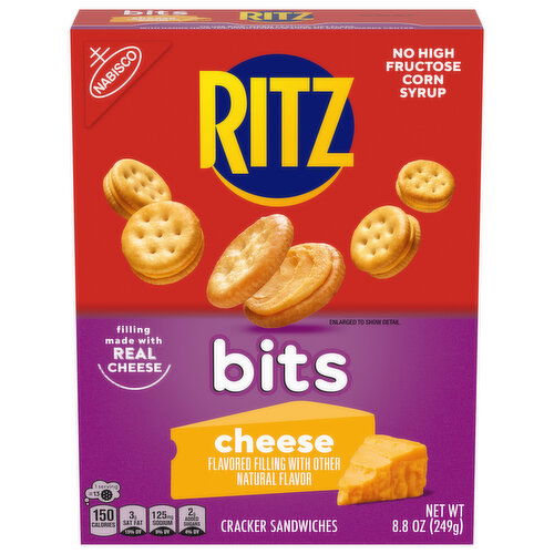 RITZ Bits Cheese Sandwich Crackers, Snacks for Kids and Adults, Lunch Snacks