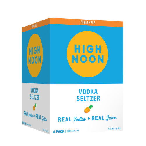 High Noon Pineapple Vodka Hard Seltzer 355ml Can 4pk