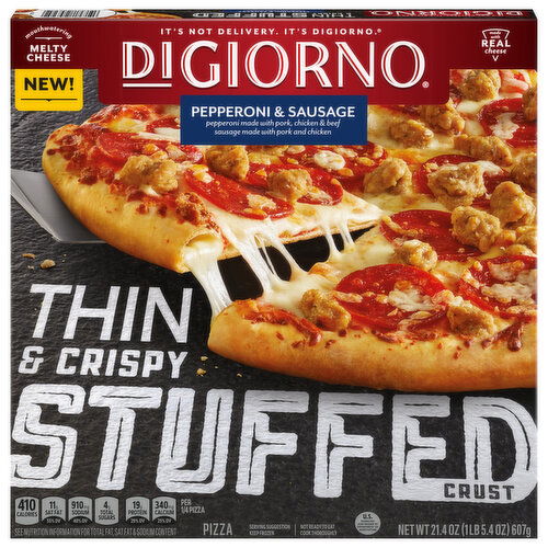 DiGiorno Pizza, Thin & Crispy Stuffed Crust, Pepperoni & Sausage