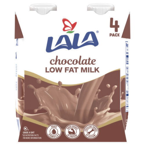 Lala Milk, Low Fat, Chocolate, 4 Pack