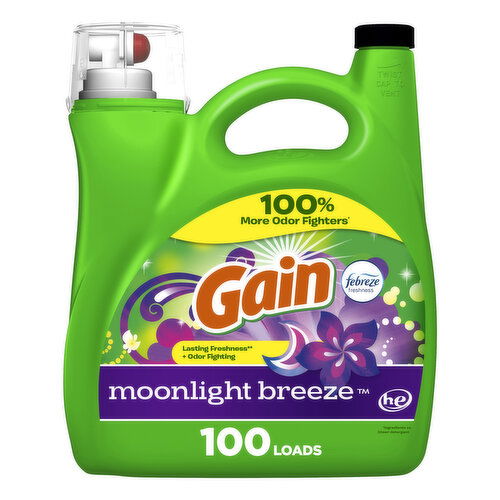 Gain Liquid Laundry Detergent, Moonlight Breeze Scent, 100 loads - 144 Fluid Ounce