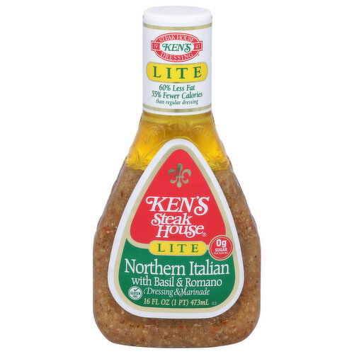 Ken's Steak House Lite Northern Italian with Basil & Romano Dressing & Marinade - 16 Fluid Ounce