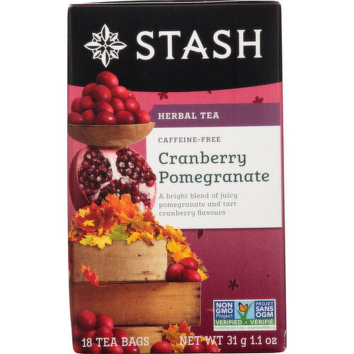 Stash Herbal Tea, Caffeine-Free, Cranberry Pomegranate, Tea Bags
