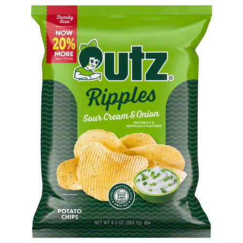 Utz Potato Chips, Ripples, Sour Cream & Onion, Family Size