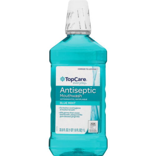 TopCare Mouthwash, Antiseptic, Blue Mint