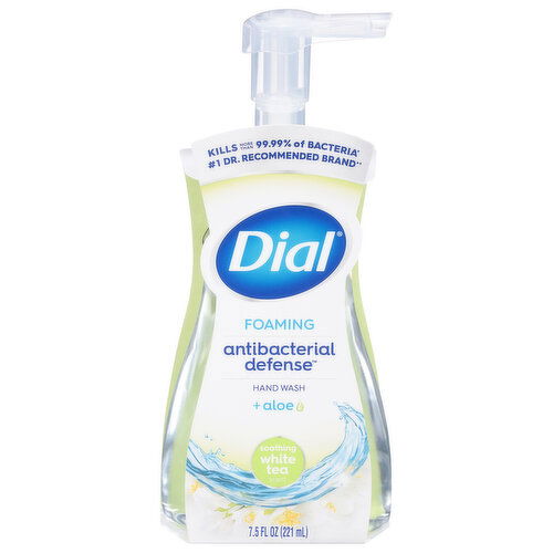 Dial Hand Wash, + Aloe, Foaming, Soothing White Tea Scent - 7.5 Fluid Ounce