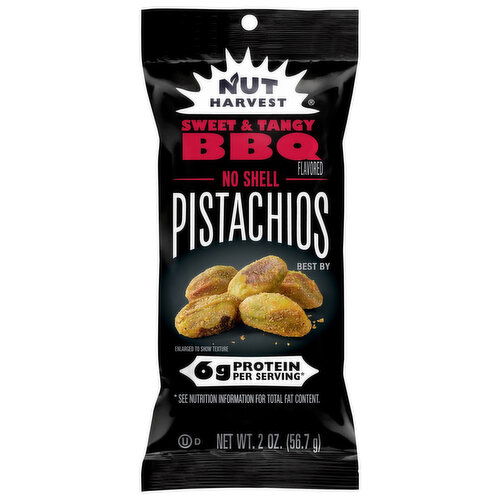 Nut Harvest Pistachios, Sweet & Tangy BBQ Flavored, No Shell - 2 Ounce