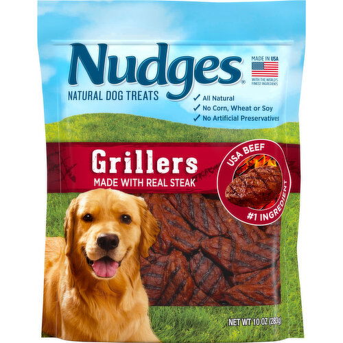Nudges Natural Dog Treats, Made with Real Steak, Grillers