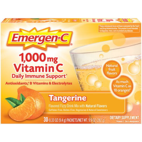 Emergen-C Vitamin C, 1,000 mg, Tangerine, Fizzy Drink Mix