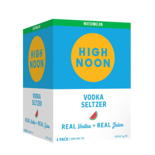 High Noon Watermelon Vodka Hard Seltzer 355ml Can 4pk