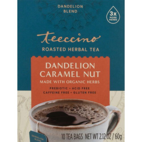 Teeccino Herbal Tea, Dandelion Caramel Nut, Bags
