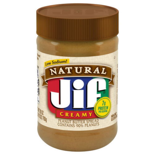 Jif Peanut Butter Spread, Low Sodium, Natural, Creamy