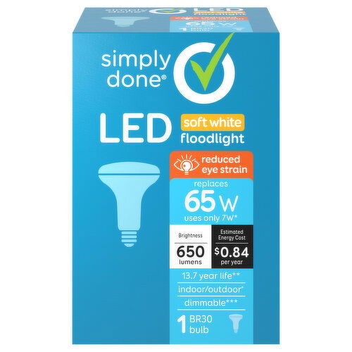 Simply Done Light Bulb, LED, Soft White, 65W