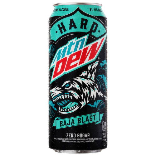 Mtn Dew Baja Blast Hard Zero Sugar Malt Beverage - 24 Fluid Ounce