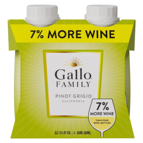 Gallo Family Vineyards Pinot Grigio White Wine 200ml 4pk - 200 Milliliter