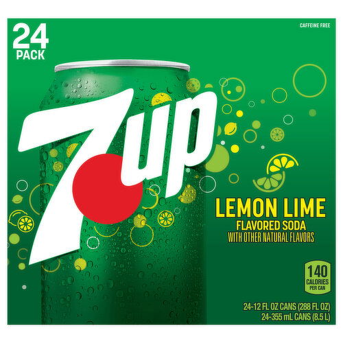 7-UP Soda, Lemon Lime Flavored, 24 Pack