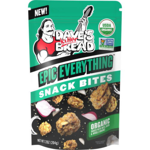 Dave's Killer Bread Toasted Garlic Crunchy Snack Bites, Garlic Organic Snacks - 7.2 Ounce