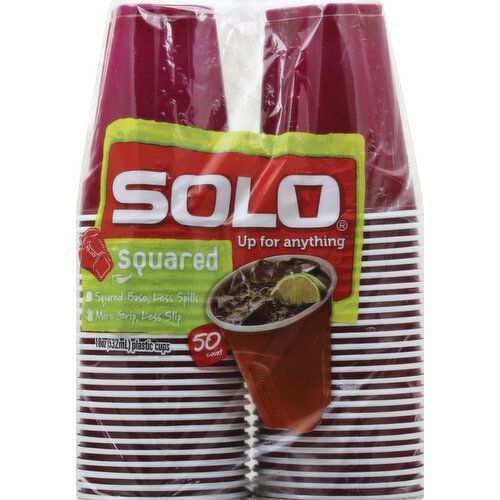 Solo Plastic Cups, Squared, 18 Ounce