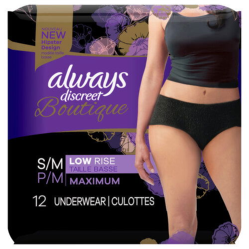 Always Discreet Underwear, Low Rise, Maximum, S/M