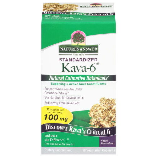 Nature's Answer Kava-6, 100 mg, Standardized, Vegetarian Capsules