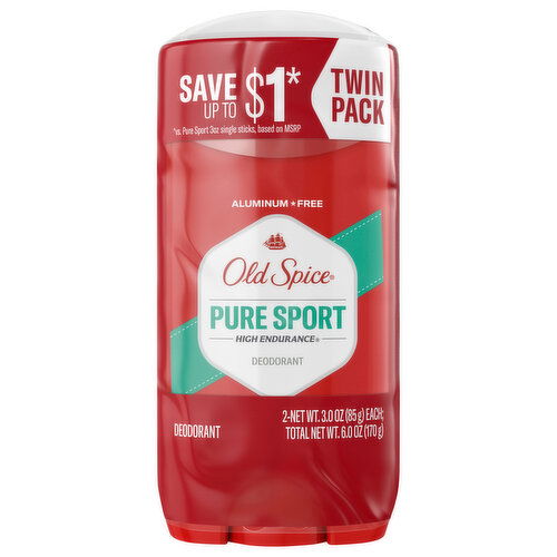 Old Spice Deodorant, Pure Sport, High Endurance, Twin Pack