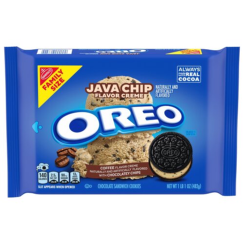 OREO Java Chip Creme Chocolate Sandwich Cookies, Family Size