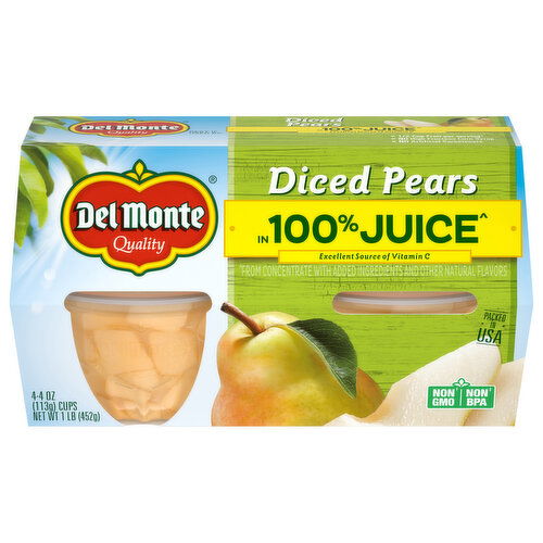 Del Monte Diced Pears Juice - 4 Each