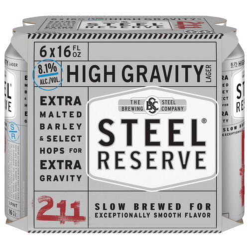 Steel Reserve 211 High Gravity Lager Beer - 6 Each