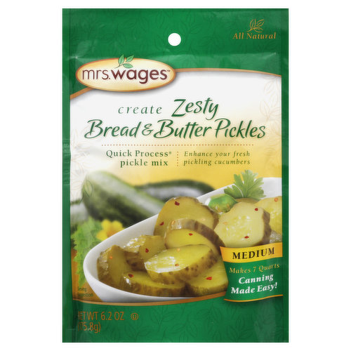 Mrs. Wages Pickle Mix, Quick Process, Zesty Bread & Butter, Medium