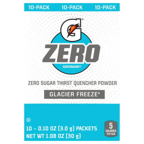 Gatorade Thirst Quencher Powder, Zero Sugar, Glacier Freeze, 10 Pack