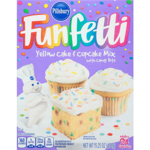 Funfetti Yellow Cake & Cupcake Mix, with Candy Bits