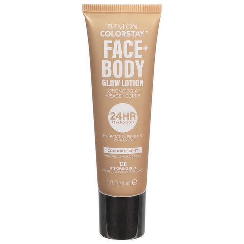 Revlon Glow Lotion, Face + Body, 120 It's Giving Sun, Coconut Scent - 1 Fluid Ounce