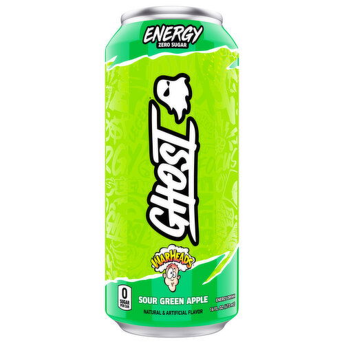 Ghost Zero Sugar Warheads Sour Green Apple Energy Drink - 16 Fluid Ounce